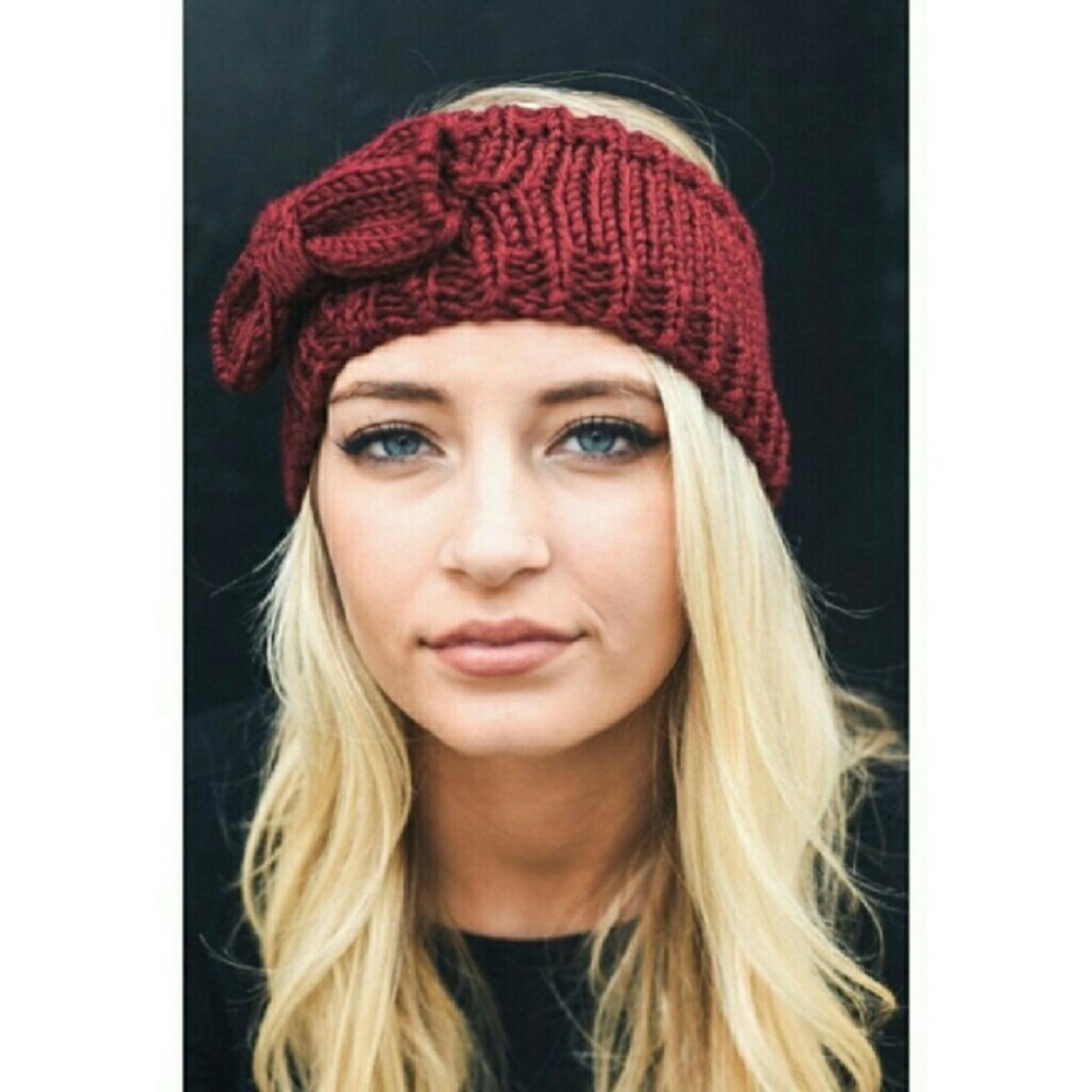 Red Burgundy Knit Headband